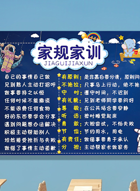 家规家训墙贴画成长公约挂画学习的九个好习惯写作业要做到三个三