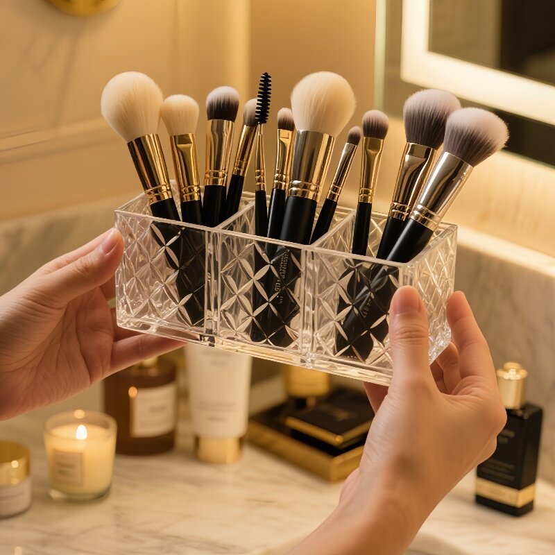 化妆刷收纳盒桌面梳妆台口红眼影眉笔眉笔筒化妆品收纳盒学生笔筒