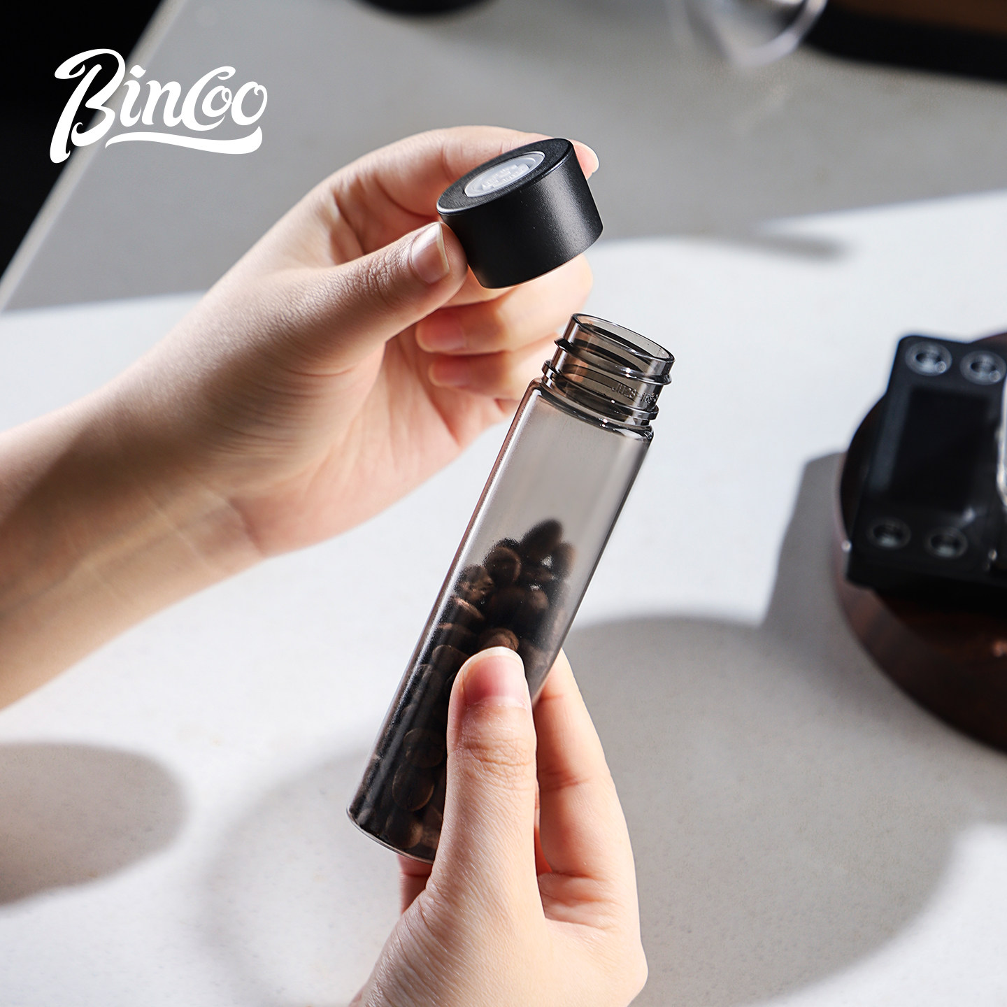 Bincoo咖啡豆密封罐分装瓶透明储存罐单向排气阀便携收纳瓶闻香瓶
