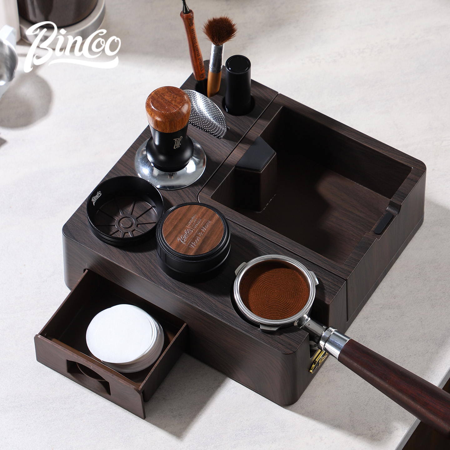 Bincoo咖啡压粉器底座布粉器手柄支架51/58mm意式压粉锤收纳工具