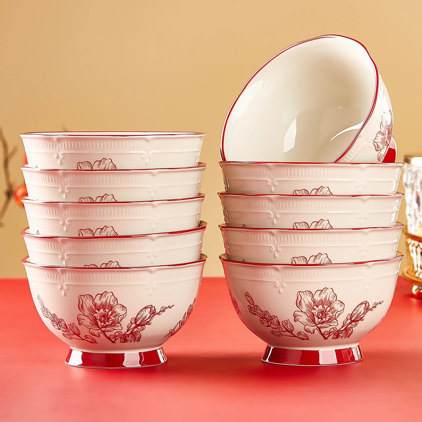 乔迁新居红色餐具套装