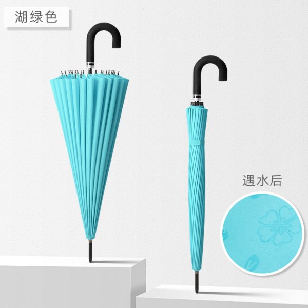 开花雨男学生抗把雨伞自动风直骨暴水女遇大号双人杆24长大伞弯柄