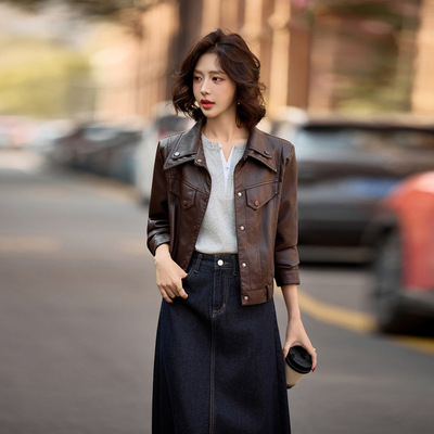 百搭皮衣女短款2026春季新款时髦机车夹克PU皮小个子外套GT8172