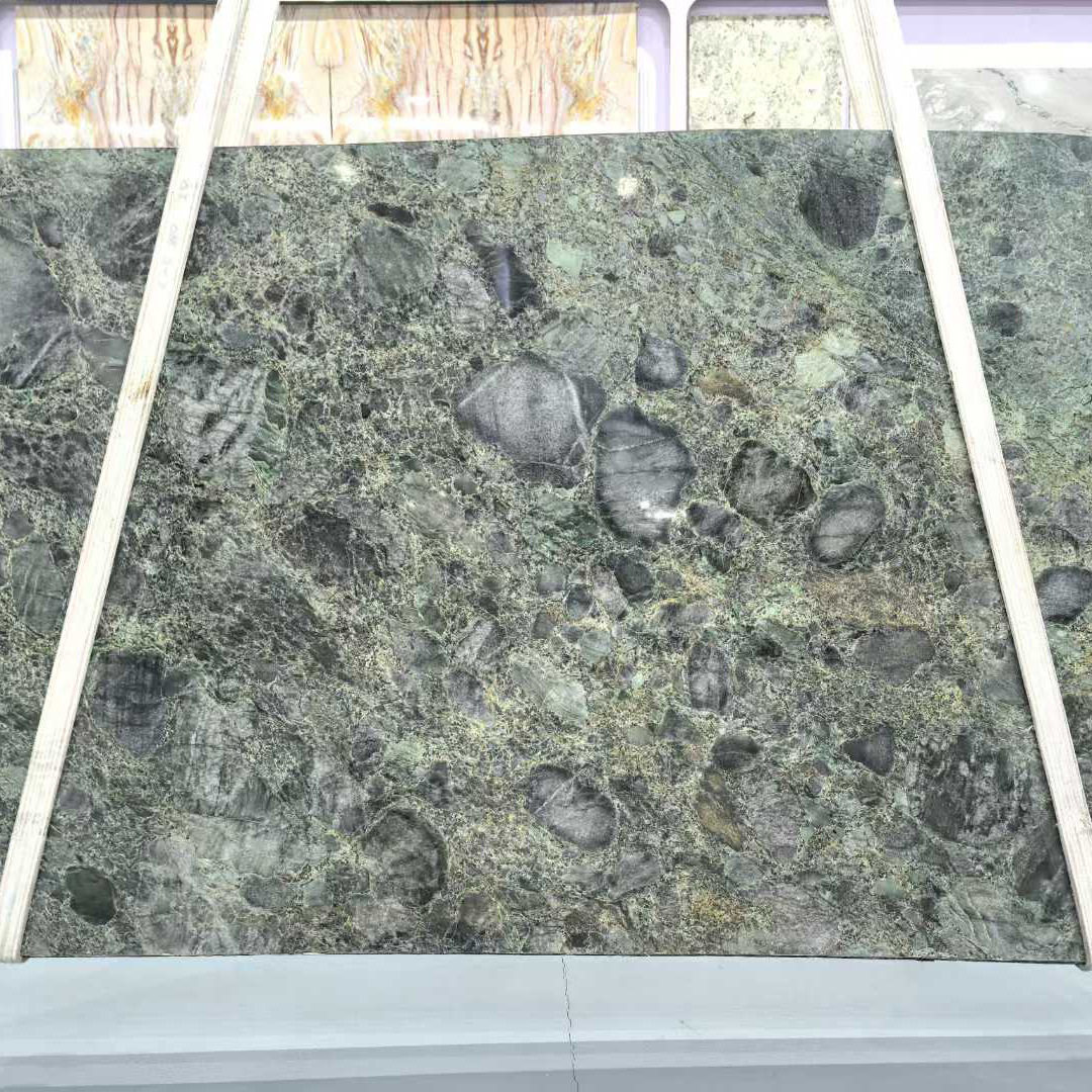 祖母绿大理石茶几餐桌台面板奢石天然石材岛台吧台背景墙