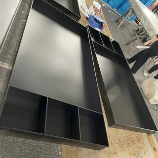 新品实心钢板铝板柜不锈钢75 85寸电视壁龛嵌入式客厅背景柜金属