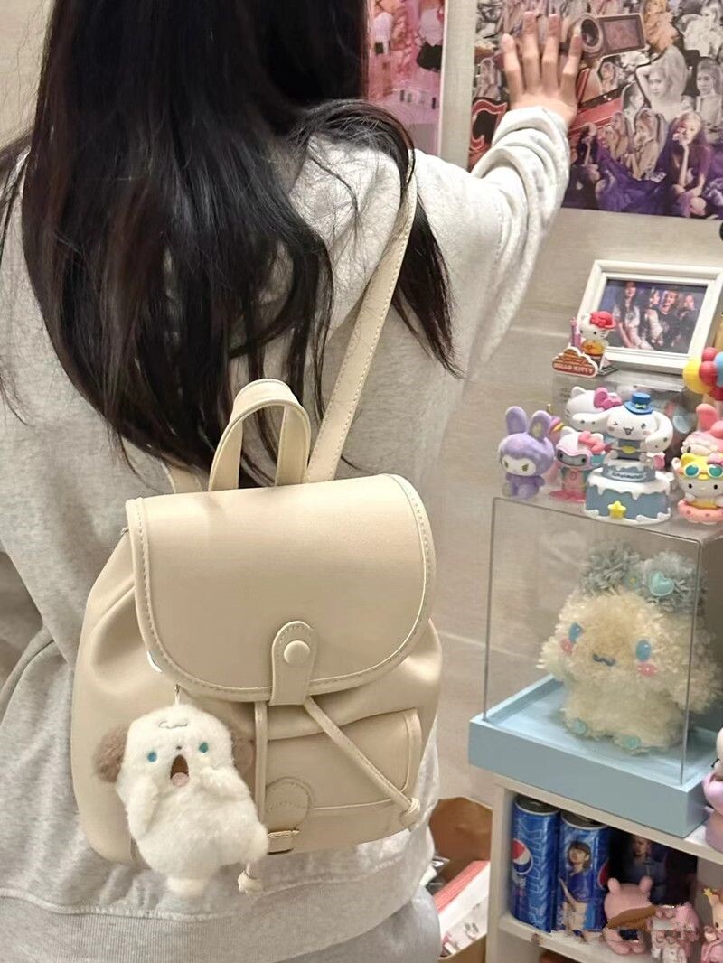 原创小众女款设计双肩包2024新款女学生软皮简约防水大容量女背包