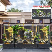 流水墙造景假山喷泉循环摆件鱼池客厅财水景双面庭院屏风水幕墙生