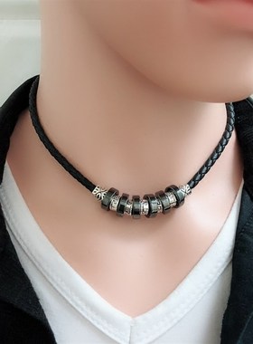 男生项链韩版霸气个性男人饰品锁骨链潮颈链遮疤痕短款配饰简约男