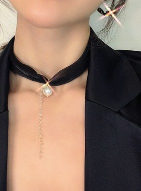 新款简约百搭布艺丝带项链遮脖子疤痕饰品颈带项圈锁骨链脖颈链女