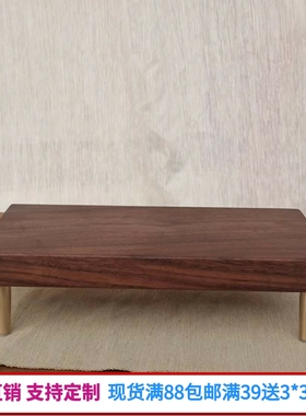 黑胡桃实木长方形工艺品铜脚底座模型战锤胸像P雕像原木摆件展示