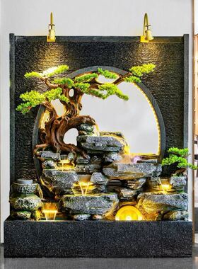 水幕墙流水墙屏风庭院别墅景观酒B店客厅背景墙玄关循环水鱼缸摆