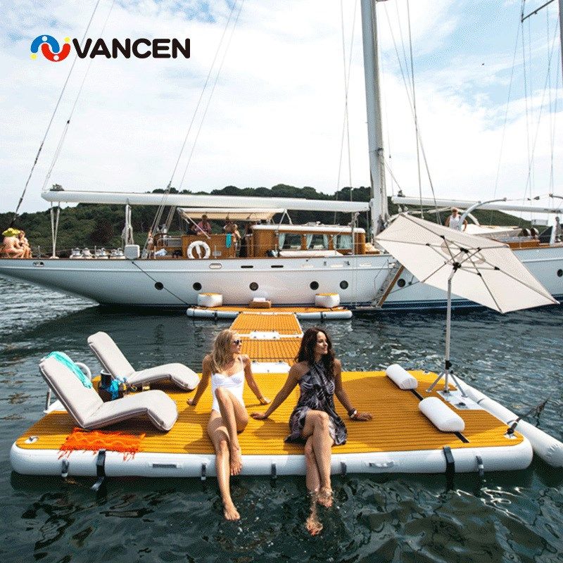 防滑充气水上f浮床多人休闲娱乐浮排浮桥游艇漂浮平台海上浮台魔