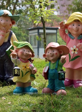 卡通人物小e矮人雕塑花园庭院仿真男孩女孩摆件童装店幼儿园装饰