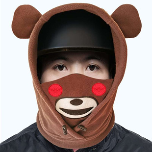 滑雪护脸头套男面罩女防寒保暖帽子卡通小动物儿童头盔套滑雪装 备
