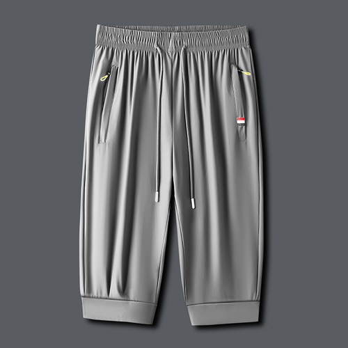 速干运动短裤男夏季薄款冰丝七分裤子男裤弹力透气大码休闲跑步裤