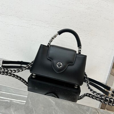 LEXI新款头层牛皮贵妇包斜挎包全钻花瓣复古手提头层牛皮真皮女包