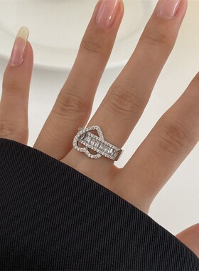 小众个性设计闪闪爱心锆石戒指 气质轻奢高级感网红爆款食指戒