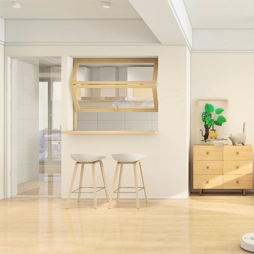 上下折叠窗推拉门窗定制极简实木玻D璃外翻门窗厨房门提拉窗折叠