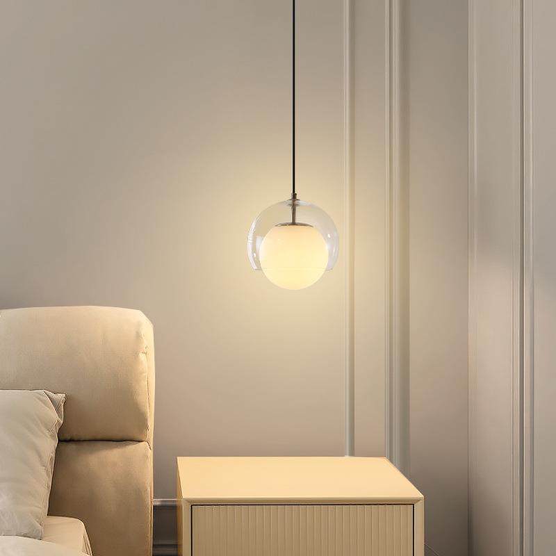 欧式设计感卧室床头吊灯轻奢高级玻璃吧台灯3头设计师餐厅灯