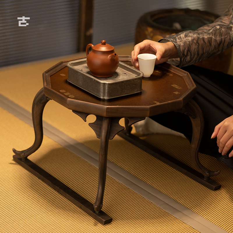 古歌黑胡桃木铜制茶炕榻榻米实木