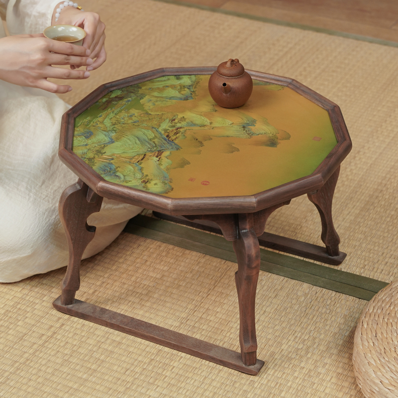 古歌元作千里江山铜制铜彩烧茶桌