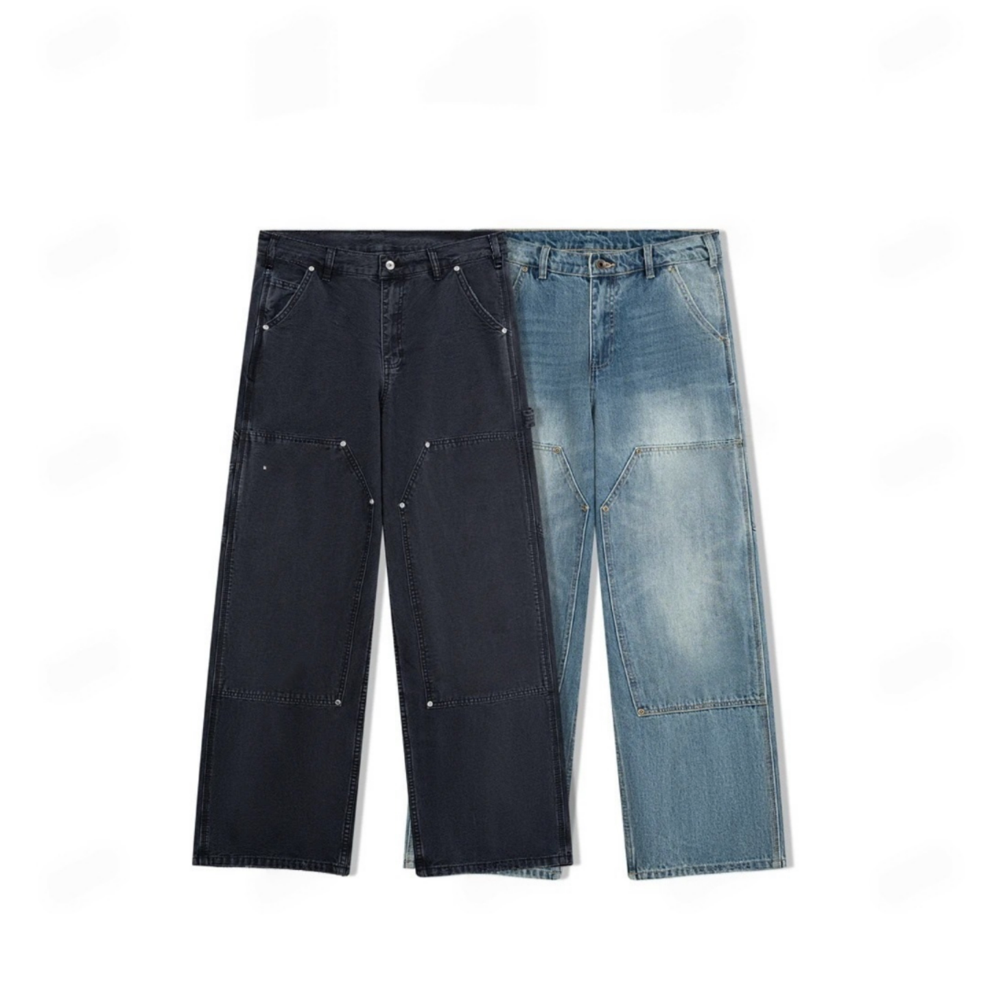 牛仔裤高街潮流做旧立体裁剪设计