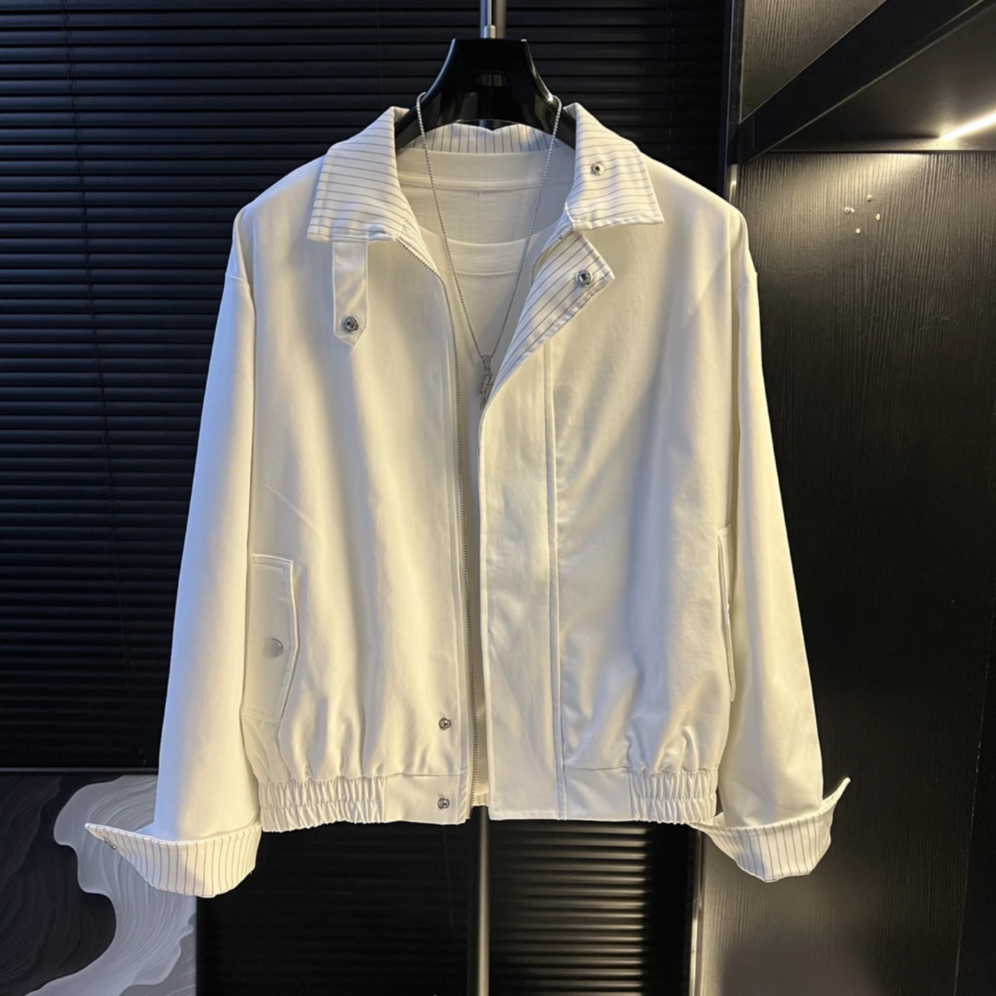 轻奢老钱风休闲翻领外套春季新款男士百搭时尚简约高级感潮流夹克