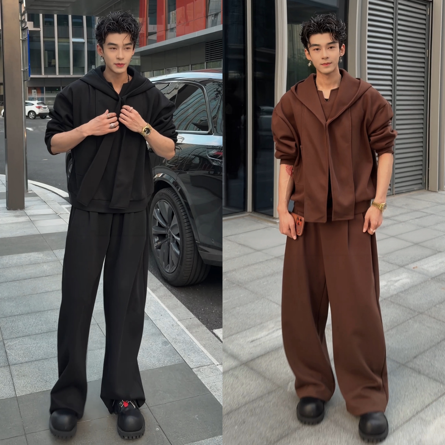 设计感连帽卫衣长裤时尚休闲套装
