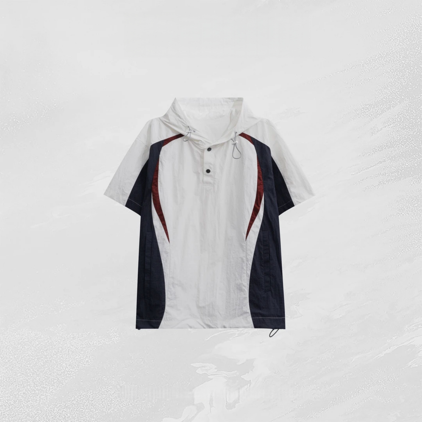 春季新款休闲连帽短袖T恤男士拼接撞色个性休闲百搭款运动风上衣