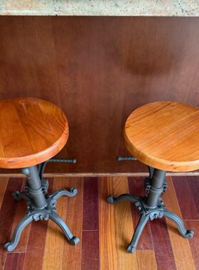 民宿工业风轻奢咖啡铁升降复古创意吧台椅馆凳家用酒吧椅前台实木