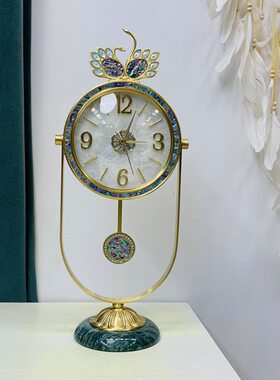 款m4510摆7813c径直天鹅轻奢底黄铜摆件钟台式钟表客厅1高0