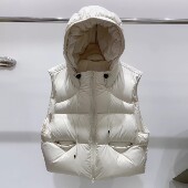 秋冬2025简约百搭坎肩无袖 时尚 拼接连帽背心外套新款 加厚保暖马甲