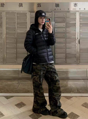 反季ins排骨轻薄拼接连帽棉衣新款2025学生百搭加厚保暖棉服外套