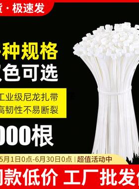 自锁式尼龙扎带3*80-8*500塑料固定扎线带电线捆扎线束带白色