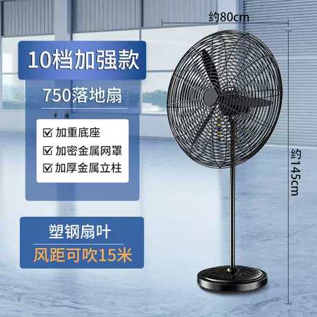 工业爆款⭐750落地扇（10档飓风款）铜芯电机+塑钢扇叶 一键摇头