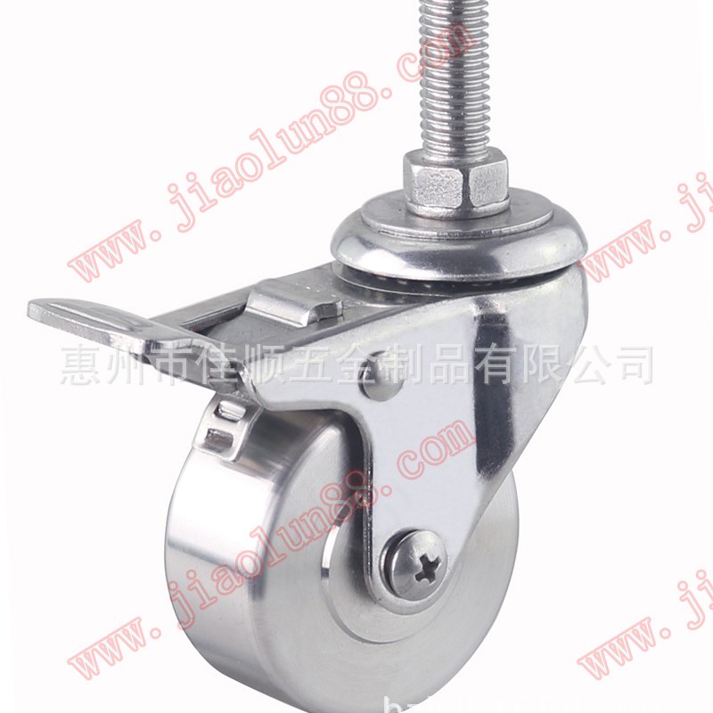 SUS304全不锈钢脚轮全刹2寸轻型全不锈钢脚轮江苏不锈钢轮