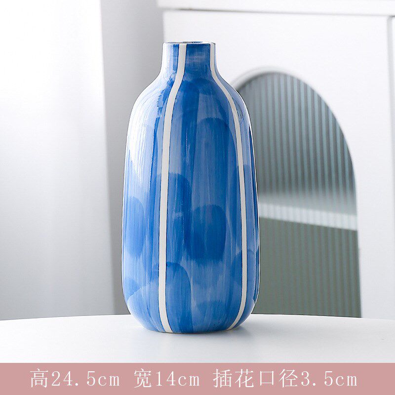 轻奢高端小口径陶瓷花瓶摆件客厅插花桌面玄关花插瓶艺术高级花器