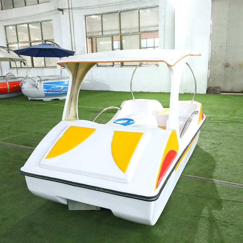 新款自排水脚踏船玻璃钢船水上观光船公园景区休闲游乐船