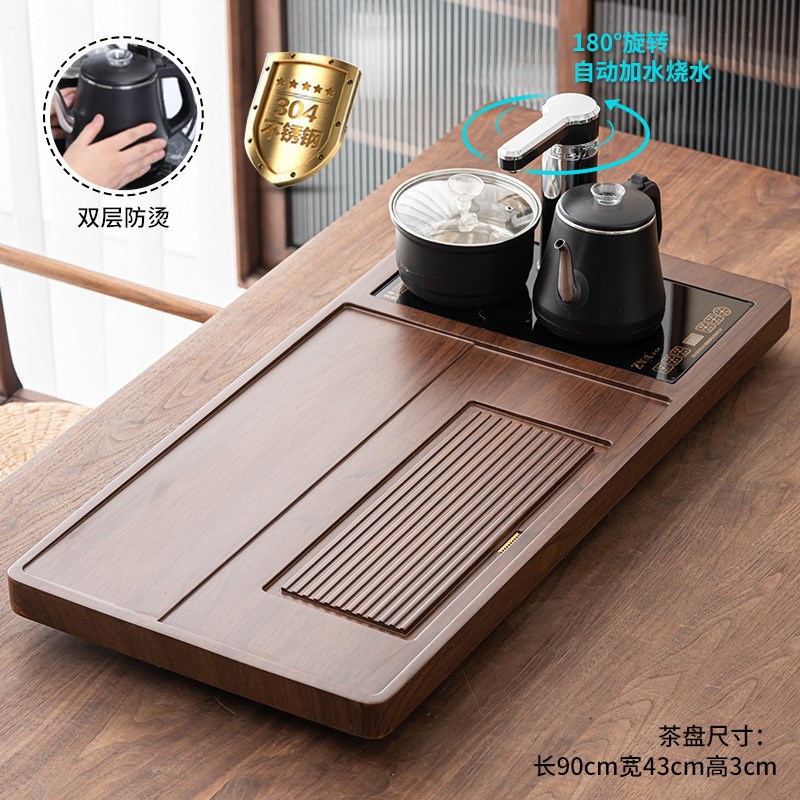 NN0I现代轻奢全自动一体式茶盘套装家用实木茶台排水配件大全