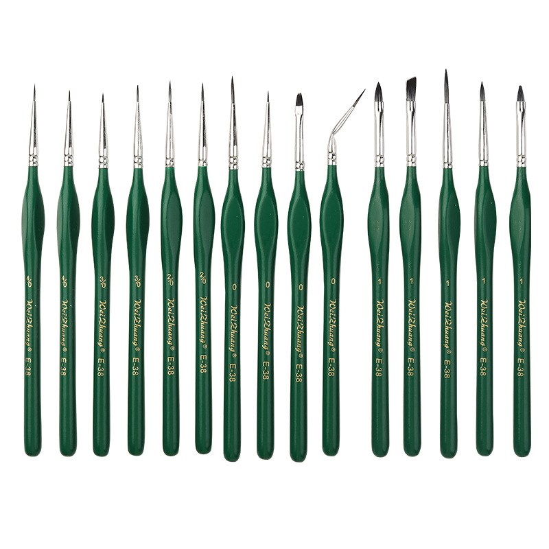 15 支小细尖画笔微型细节画笔套装三角木柄艺术刷丙烯酸水彩油画