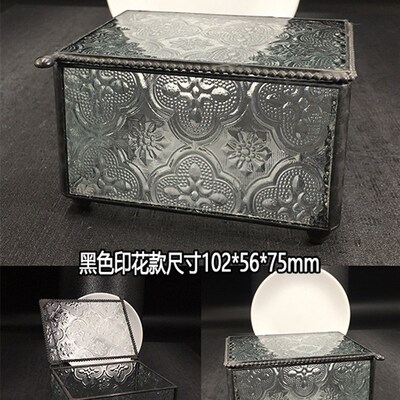 天然消磁石玻璃碗 水晶首饰盒 透明玻璃罩碗几何体摆件