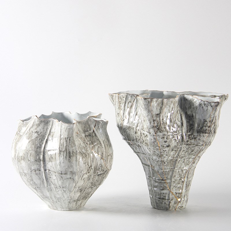 中式轻奢珠光色陶瓷瓶摆件样板间售楼部软装陶罐插花器餐桌装饰品