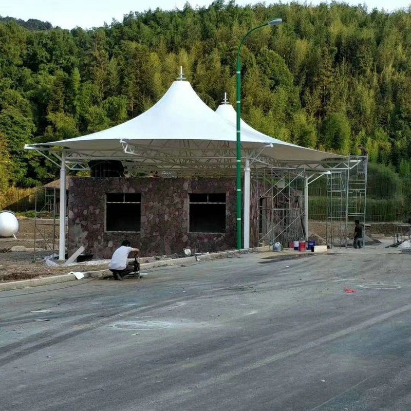 户外景观棚膜结构汽车停车棚景区膜结构遮阳雨棚张拉膜雨棚安装