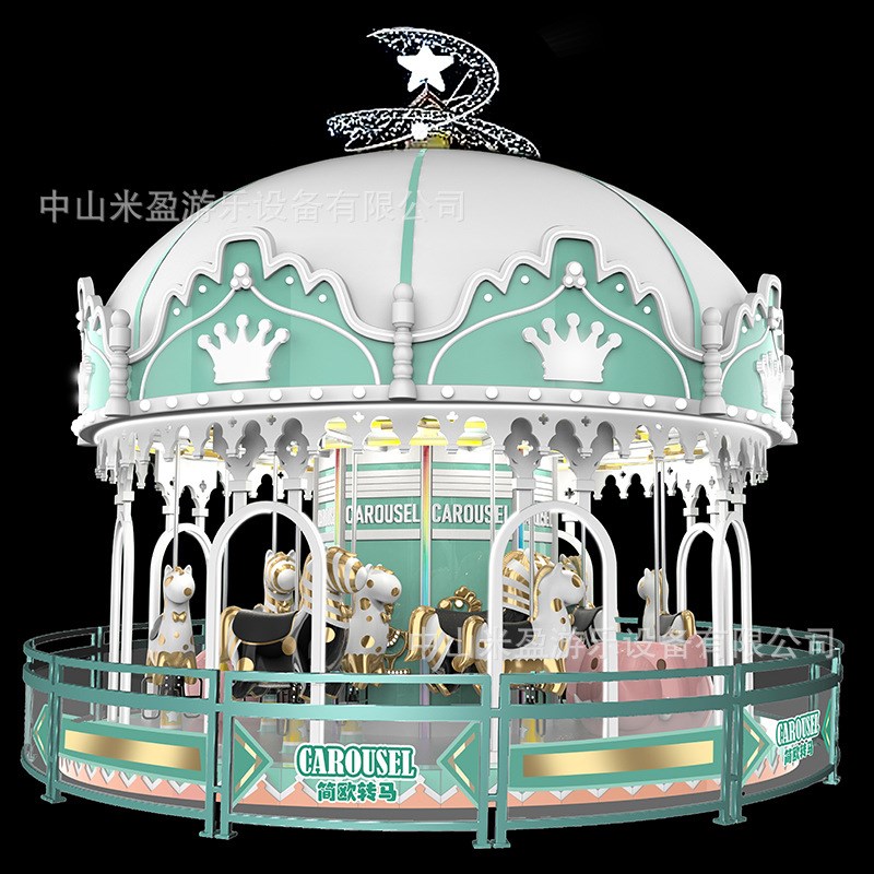 新款豪华旋转木马儿童游乐设备户外电动16座大型网红旋转木马公园