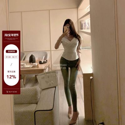 bewithRosey【打造酒杯腿】自带丰胯水洗蓝显瘦牛仔裤修身小脚裤