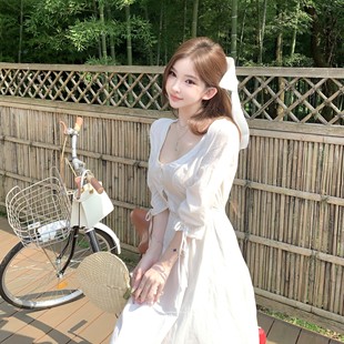 素白doll bewithRosey 小白花长裙 清纯夏日圆领中袖