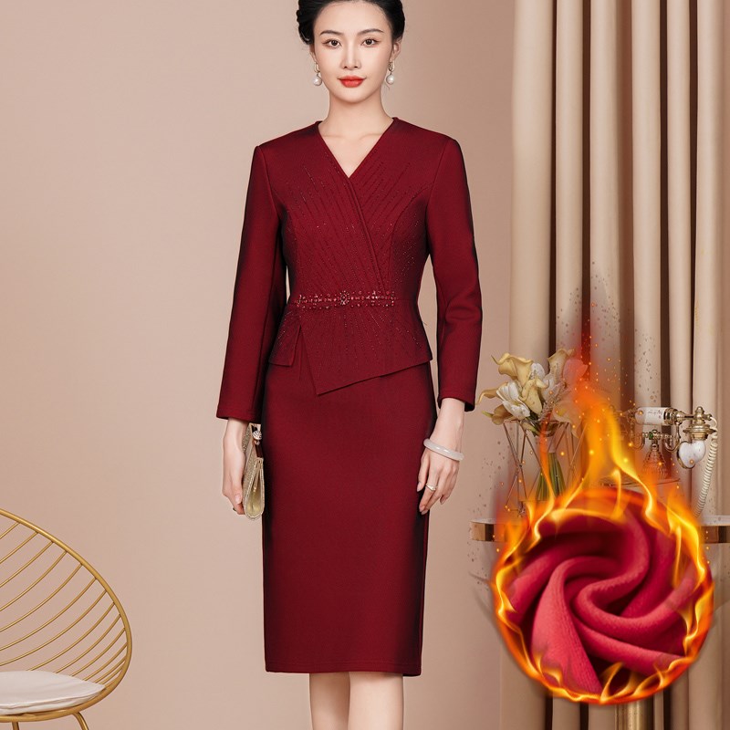 嫁女儿结婚礼妈妈礼m服喜婆婆婚宴装母亲喜服参加婚礼连衣裙秋冬