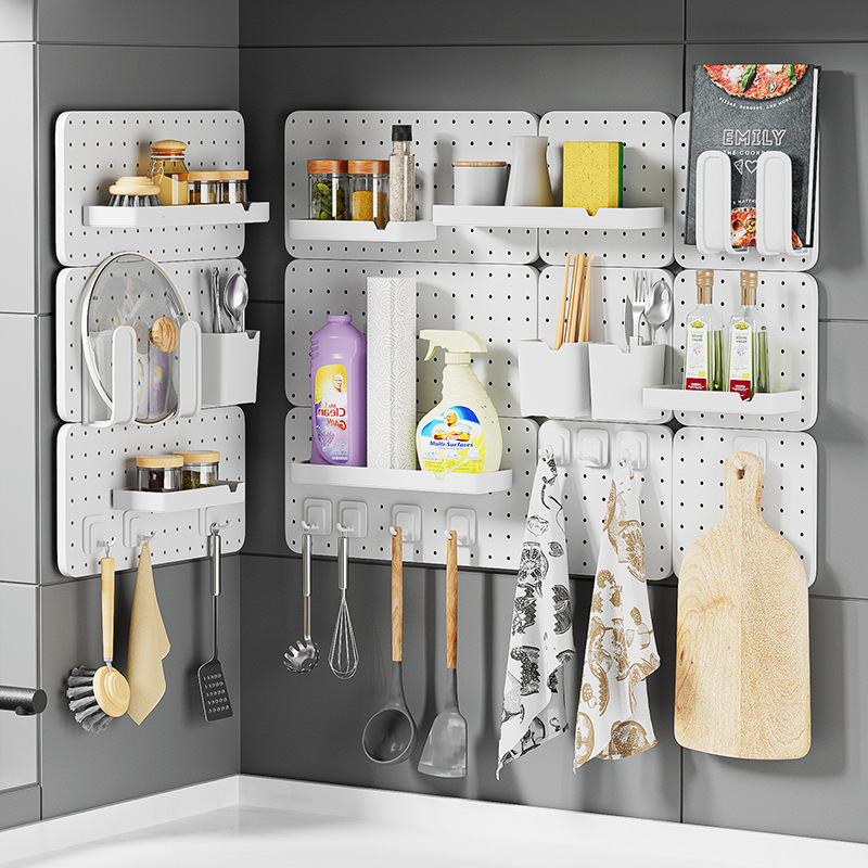 洞洞墙板厨房收纳神器浴室门後挂架宿舍办公桌免打孔置物架遮挡板