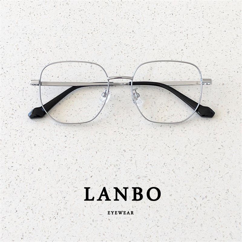 超轻钛架不规则多边形眼镜框架男潮小脸复古文艺方框银色近视女