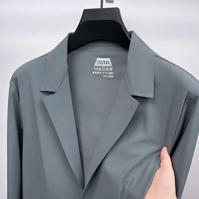 冰丝薄款男士防晒西服外套2025夏季商务休闲西装简约纯色百搭单西